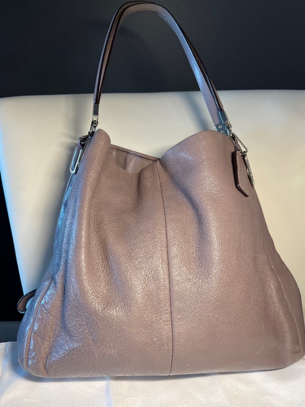 COACH Madison Phoebe 26224 Pebbled Leather Hobo Shoulder Bag (Pink/Grey Neutral)